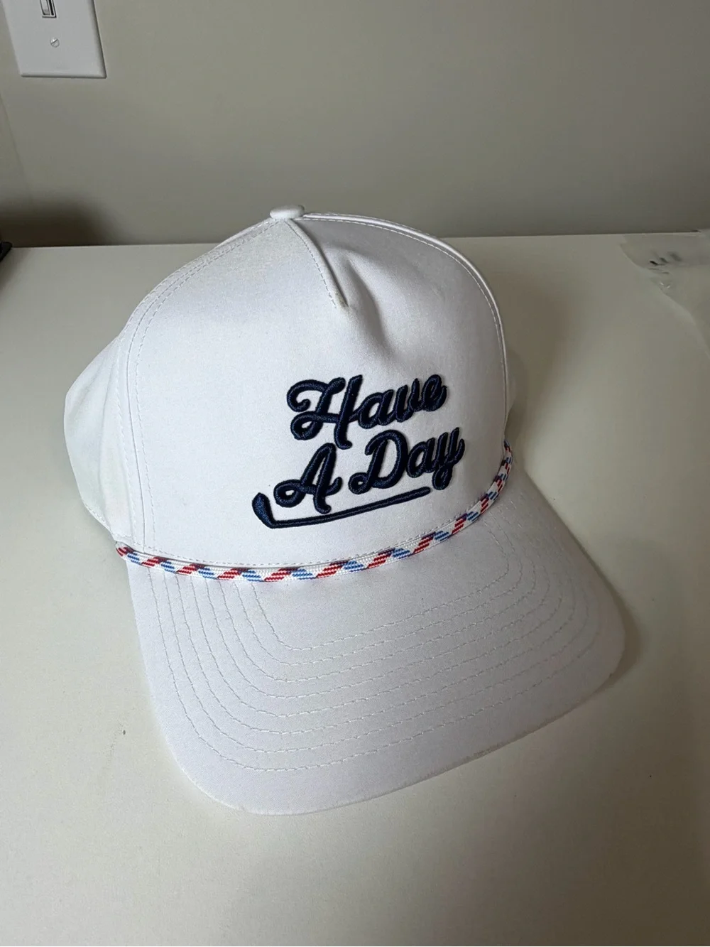 Like New Breezy White 'Have A Day' Golf Embroidered Baseball Cap